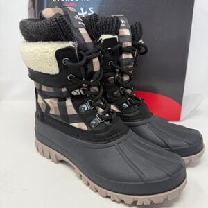Storm by Cougar Creek Womens Black Maple Plaid Winter Duck Boots Size 9 NIB